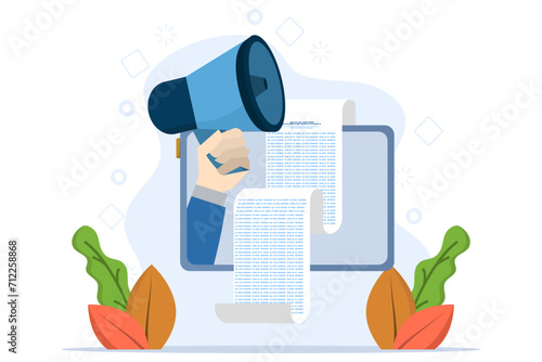 Tabloids with headlines. Reporting, journalism design element. Mass media, press releases. Newspaper publishing, daily news, propaganda ideas. Isolated vector metaphor concept illustration.