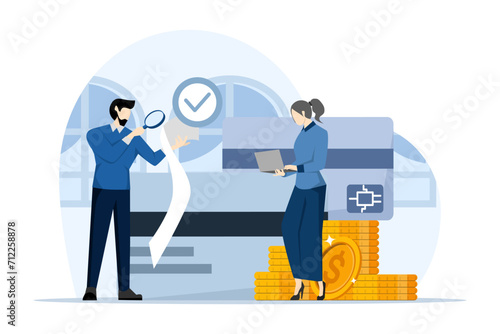 financial concept. reward back on payment card, Character pays online and receives bonus money, Cashback, financial savings and money exchange. Flat vector illustration on white background.