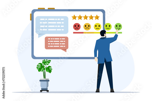 Rating service concept, user feedback and website ratings Customer feedback, non commercial product evaluation, website review, sharing experiences flat design modern illustration.