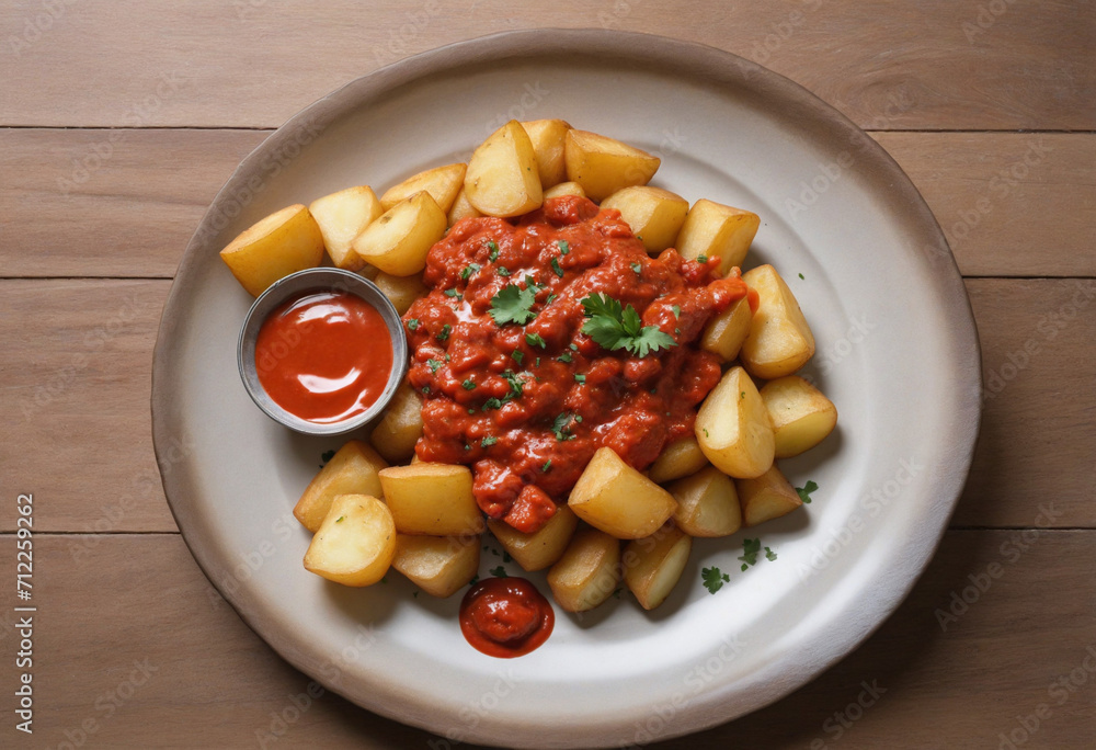 Spicy fried potatoes with sauce Spicy fried potatoes with sauce