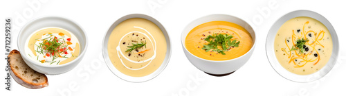 Sweet Pumpkin Soup isolated on a transparent PNG background, white background, Generative Ai