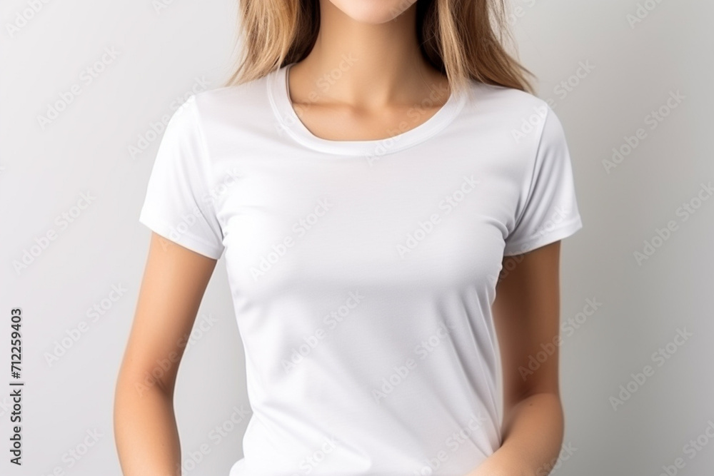 Woman in White Tshirt Mockup created with Generative AI Woman in White Tshirt Mockup created with Generative AI