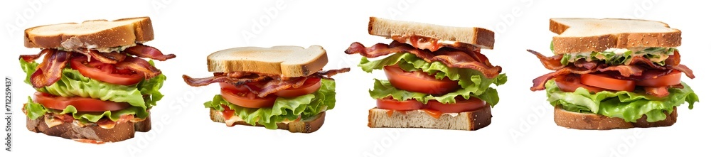 BLT sandwich isolated on a transparent PNG background, white background, Generative Ai BLT sandwich isolated on a transparent PNG background, white background, Generative Ai