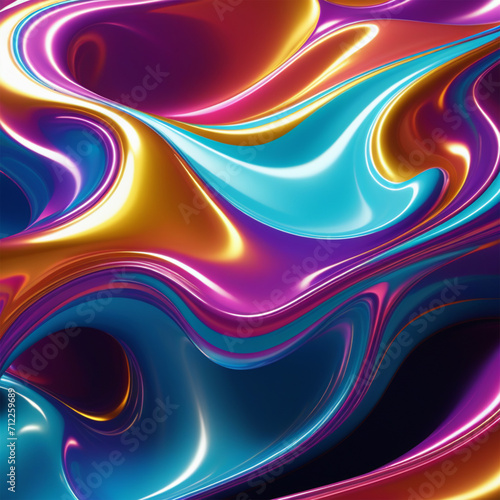 3d fluid abstract metallic holographic background HD
