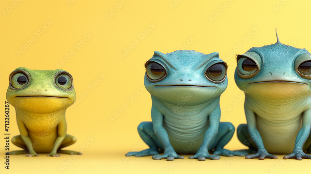 Fototapeta premium three frogs in a row