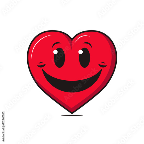 Red heart on a white background in cartoon style Postcard for February 14