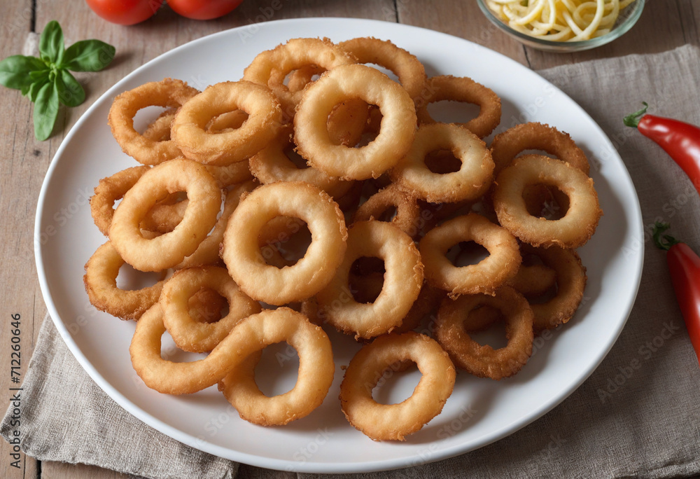 Crispy Onion Rings on a Plate Crispy Onion Rings on a Plate