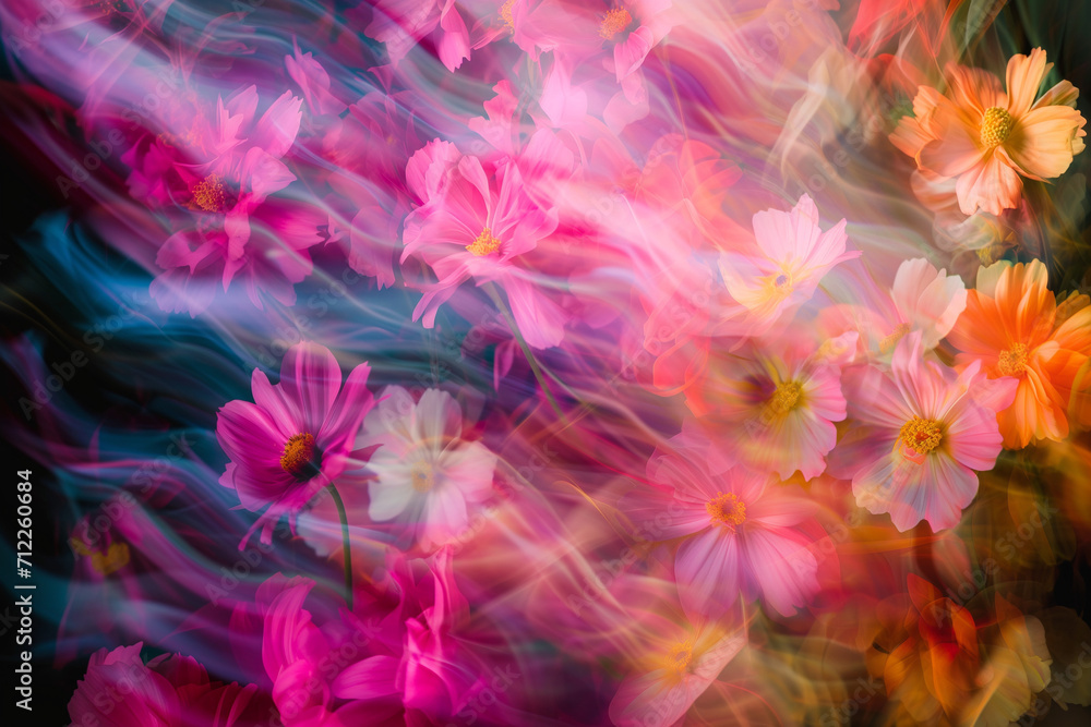 dreamy pink flowers with blur and double exposure dreamy pink flowers with blur and double exposure