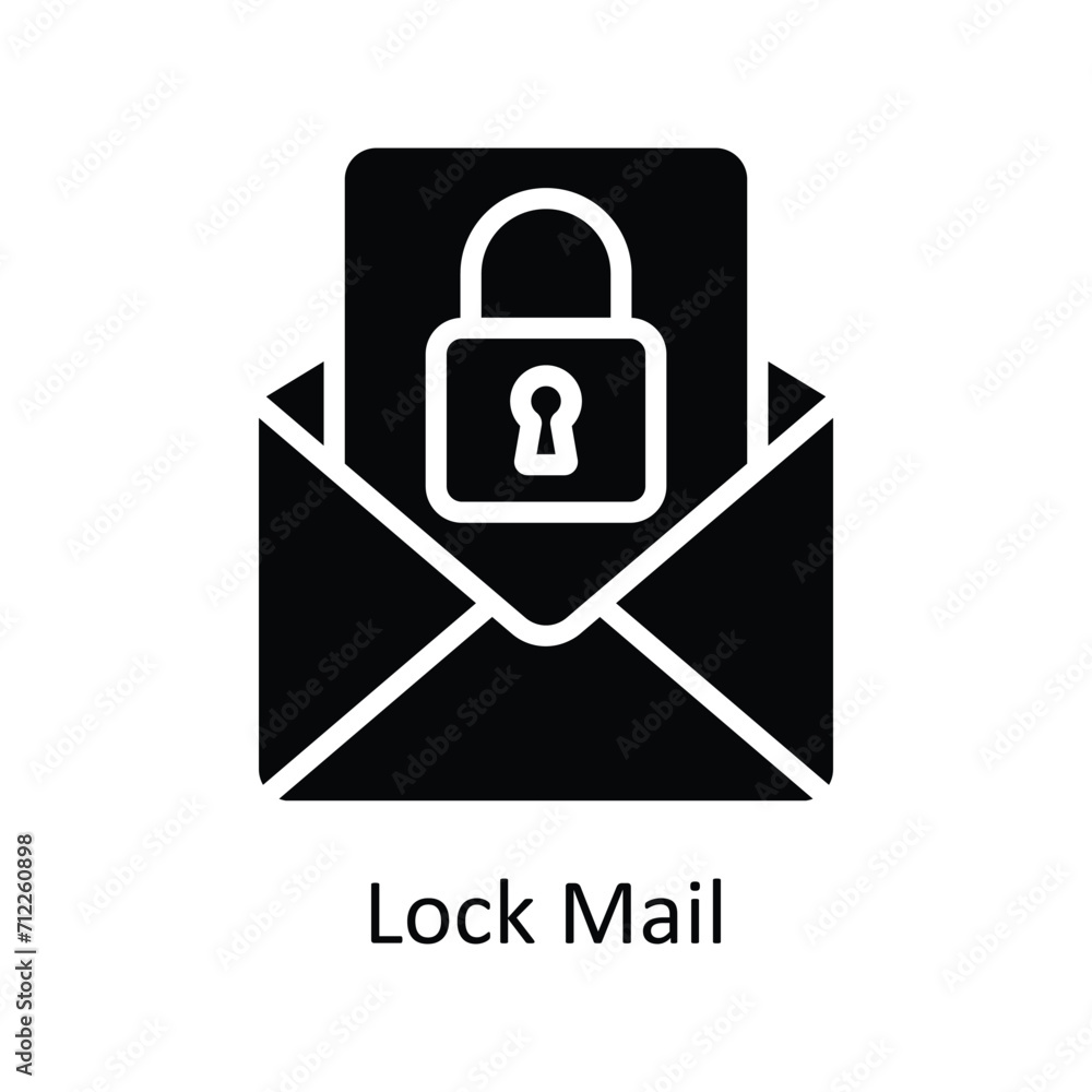Lock Mail Vector Solid icon Style illustration. EPS 10 File Lock Mail Vector Solid icon Style illustration. EPS 10 File