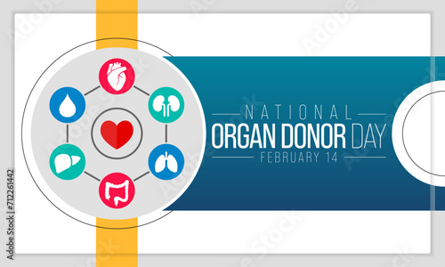 National Donor day is observed every year on February 14, dedicated to spreading awareness and education about organ, eye and tissue donation. Vector illustration