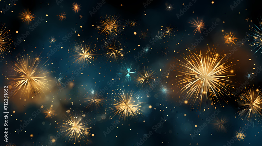 Naklejka premium Beautiful creative holiday background with fireworks and sparkles