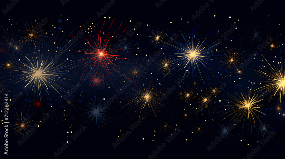 Happy New Year, burning fireworks with bokeh light background