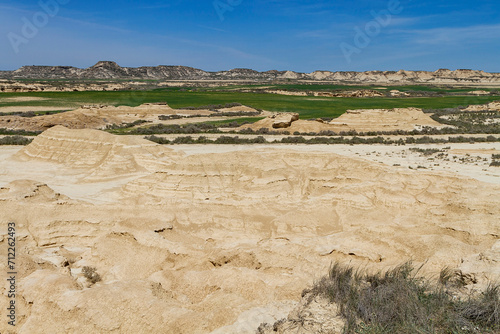 Desert landscape of the Bardenas Reales in Spain