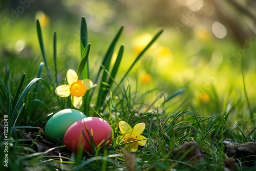 Easter egg hunting background.