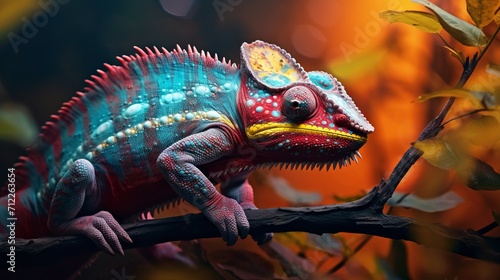 Adaptability and Change  A Chameleon Shifting Its Colors AI Generated AI Generated