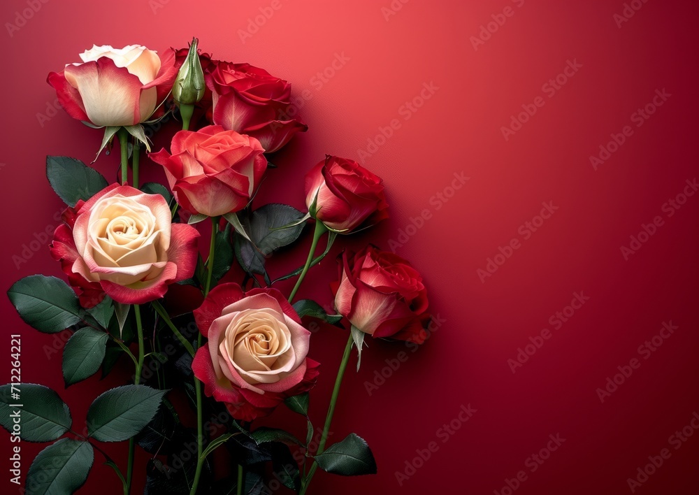 Fototapeta premium Valentine's Day Flowers Rose Roses Card 5x7 Background Wallpaper Image