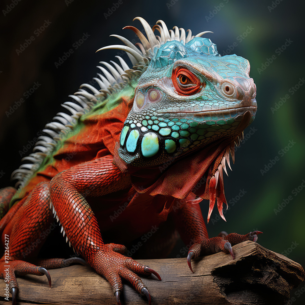 Fototapeta premium Portrait of Beatiful Color Chamelon extreme closeup. Generative AI