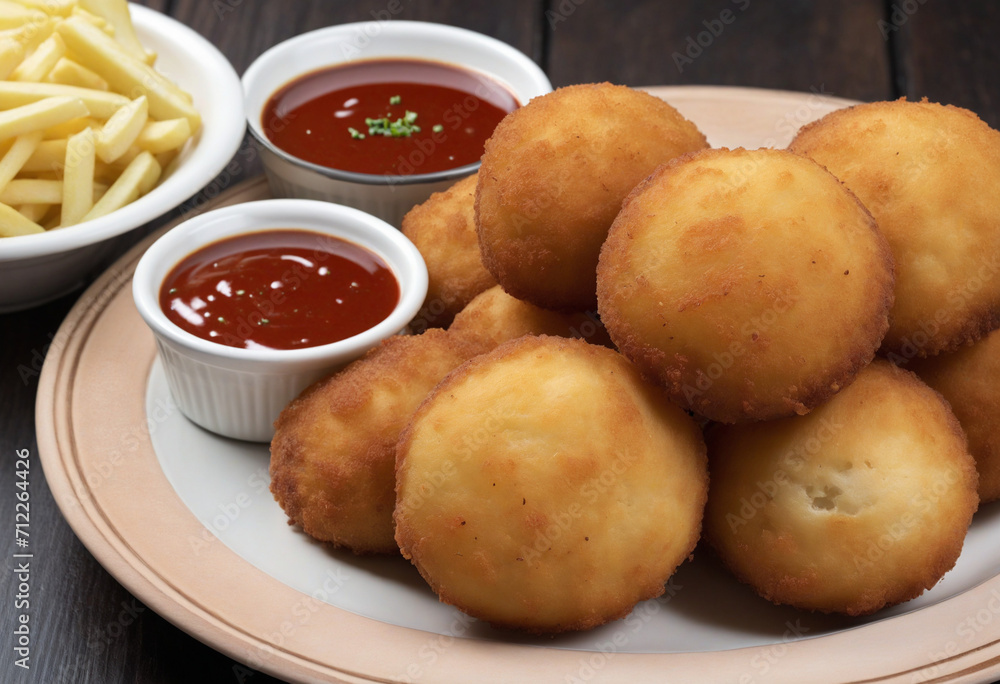 Spanish potato croquettes on a plate Spanish potato croquettes on a plate