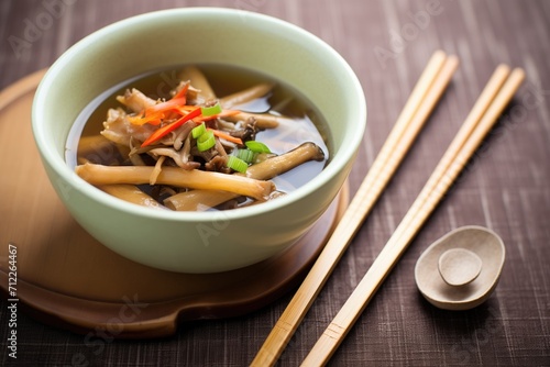 hot and sour soup with wood ear mushrooms and bamboo