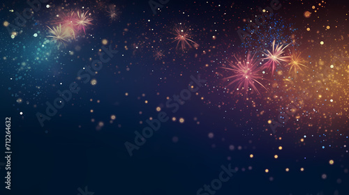 Happy New Year, burning fireworks with bokeh light background