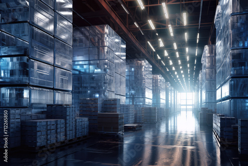 Modern Warehouse Interior extreme closeup. Generative AI