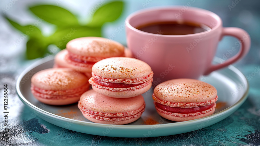 macaroons and cup of tea