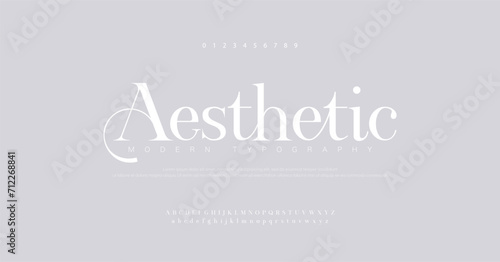 Elegant Font Uppercase Lowercase and Number. Classic Lettering Minimal Fashion Designs. Typography modern serif fonts regular decorative vintage concept. vector illustration photo