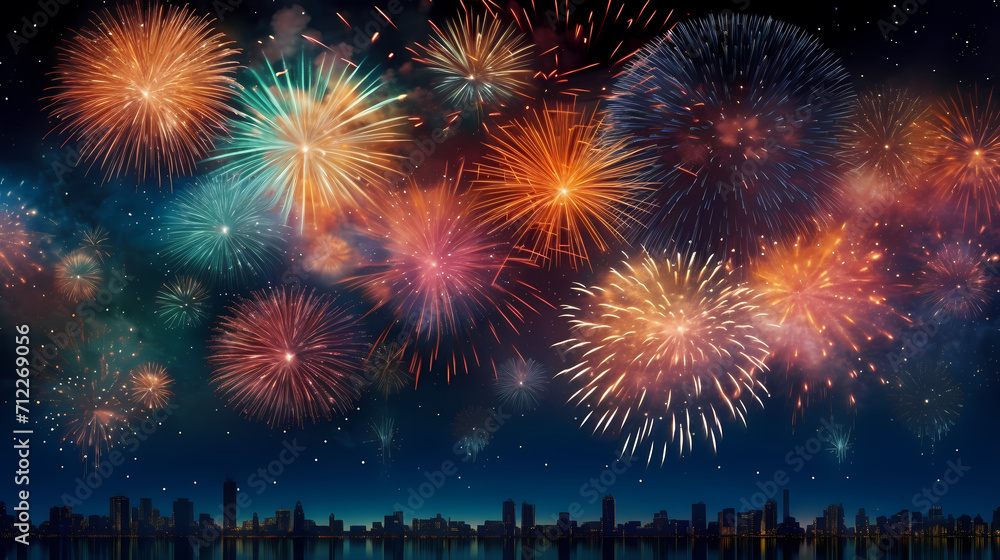 Fireworks background for celebration, holiday celebration concept