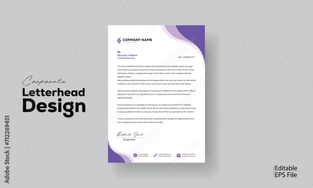 Modern Soft color letterhead template design for business 