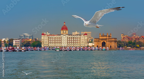 The Gateway of India and boats as seen from the Harbour - Mumbai, India photo