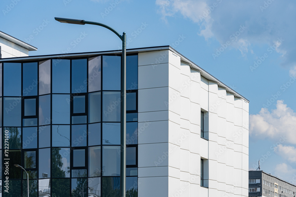 Facade of a modern residential building, building texture Facade of a modern residential building, building texture