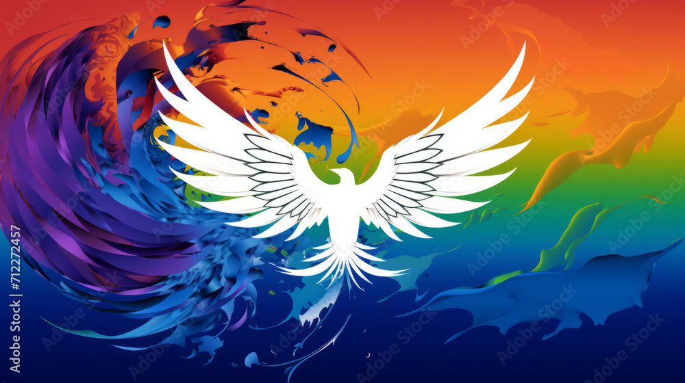 Fototapeta premium Free Taiwan flag with a dove of peace