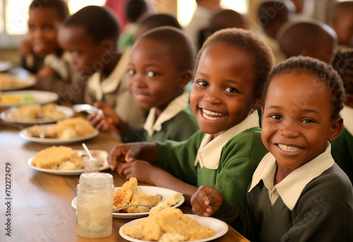 African children eating together in the school photo