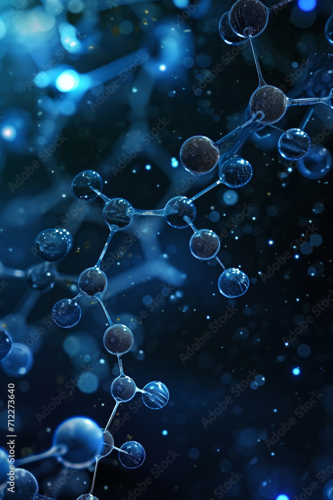 3d molecules on a blue background close-up 3d molecules on a blue background close-up