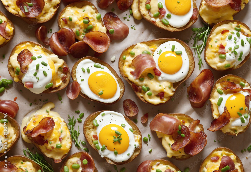 Loaded mashed potatoes with cheese, bacon, cream Loaded mashed potatoes with cheese, bacon, cream