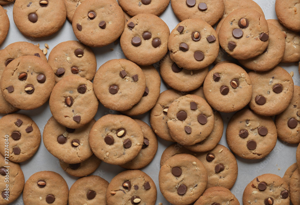 Hazelnut Peanut Chocolate Cookies, No-Bake, Top View Hazelnut Peanut Chocolate Cookies, No-Bake, Top View