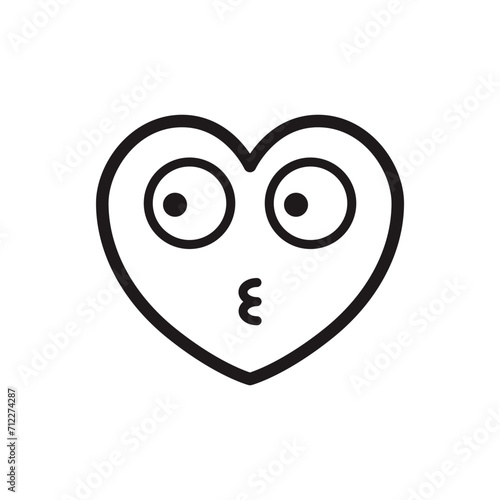Black and White Heart on a white background in cartoon style Postcard for February 14