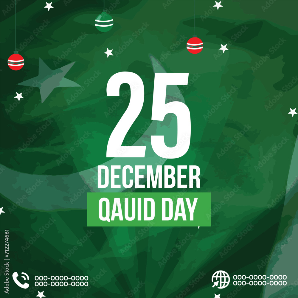 25 december pakistan day flyer with social media banner or instagram