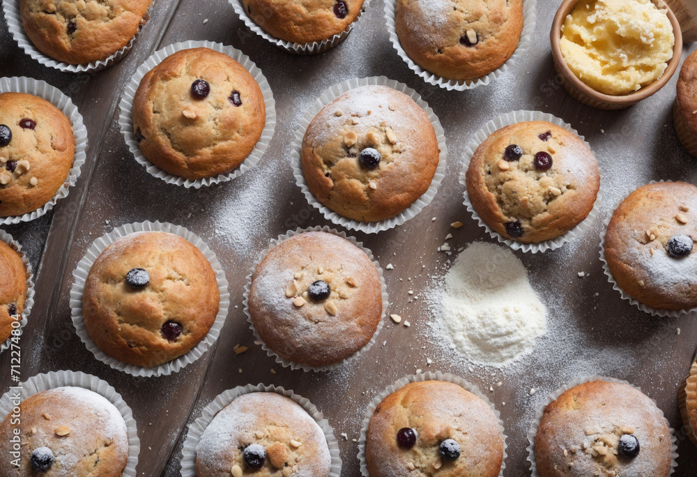 DIY Muffins coated with icing sugar