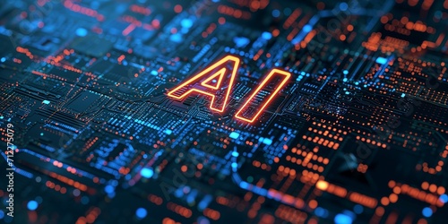 AI sign on cyber background