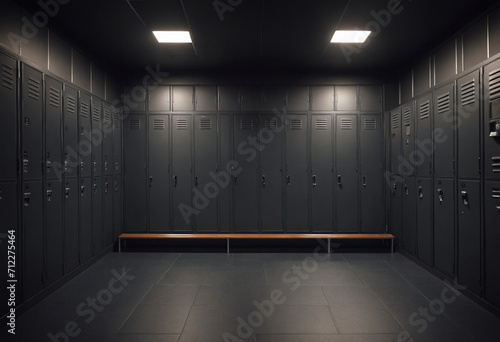 Obraz na płótnie Gym with a sleek, contemporary locker room. Upscale fitness club in a stylish loft setting. w salonie