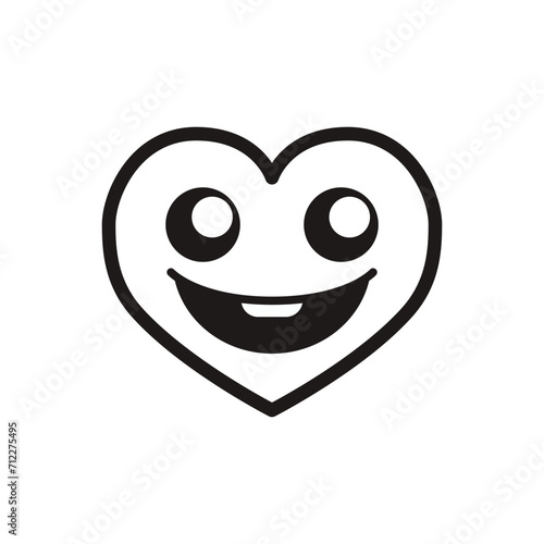 Black and White Heart on a white background in cartoon style Postcard for February 14