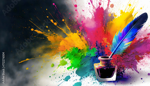 Lively inkwell and quill