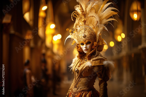 Gold & Yellow Venetian Carnival Glamour. Masquerade. Venetian Mask
