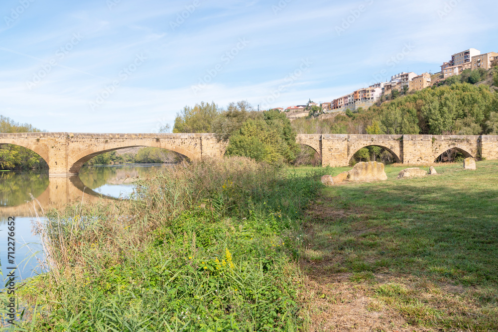 Medieval bridge over Ebro River. San Vicente de la Sonsierra.