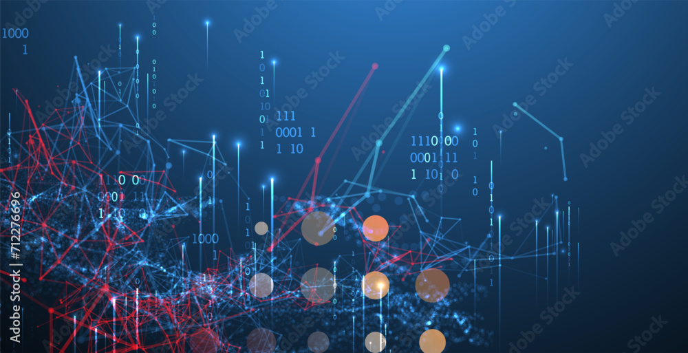 Fototapeta premium Big Data. Abstract digital futuristic vector illustration on technology background. Data mining and management concept. Hand drawn art.