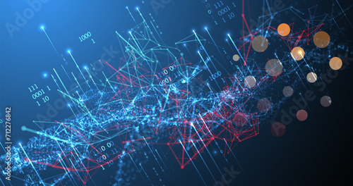 Big Data. Abstract digital futuristic vector illustration on technology background. Data mining and management concept. Hand drawn art.