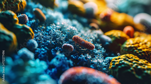 microorganisms close-up through a microscope photo