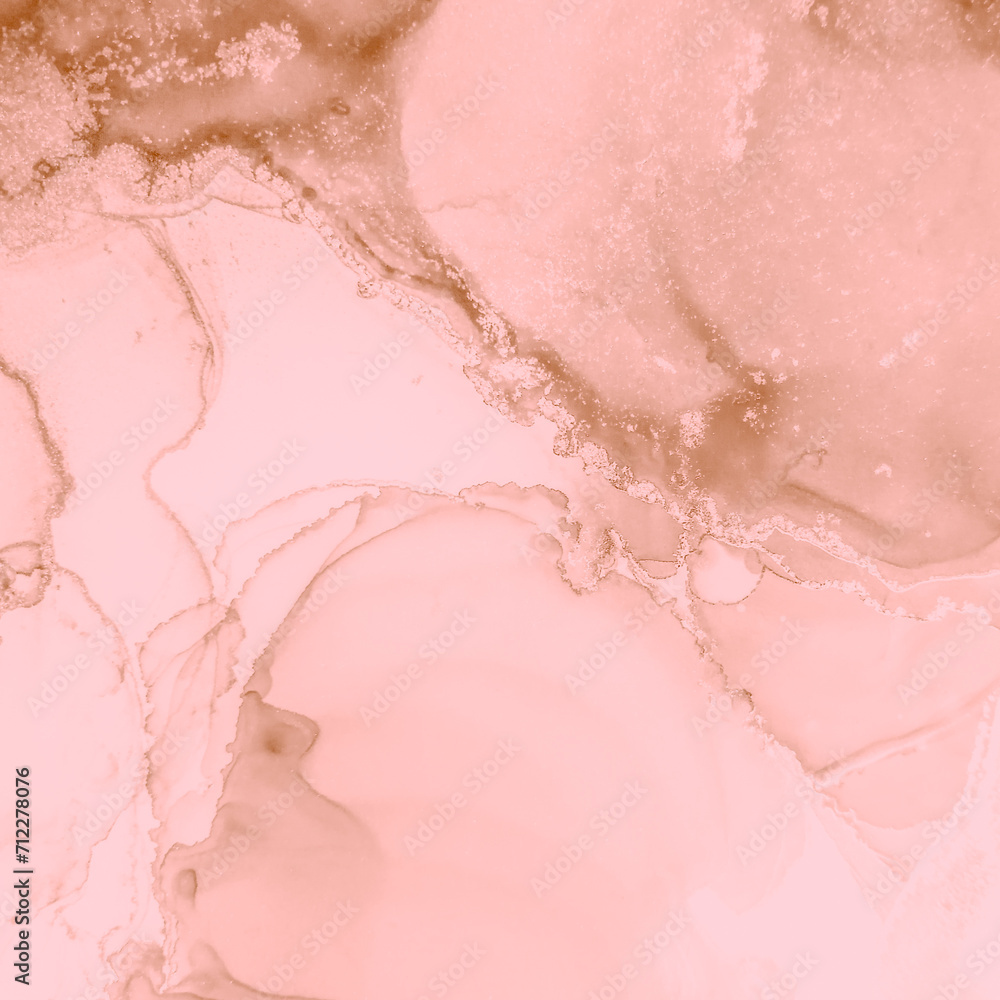 Fototapeta premium Alcohol Ink Print. Ink Mixing. Pink Painting