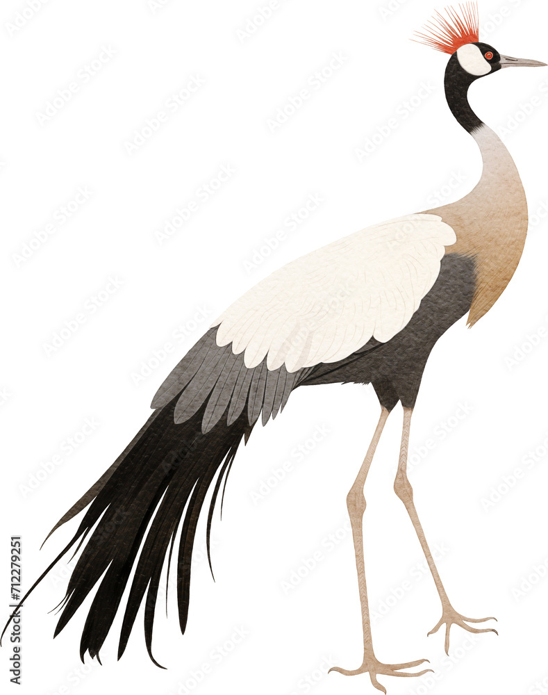 Fototapeta premium Grey crowned crane illustration created with Generative AI technology